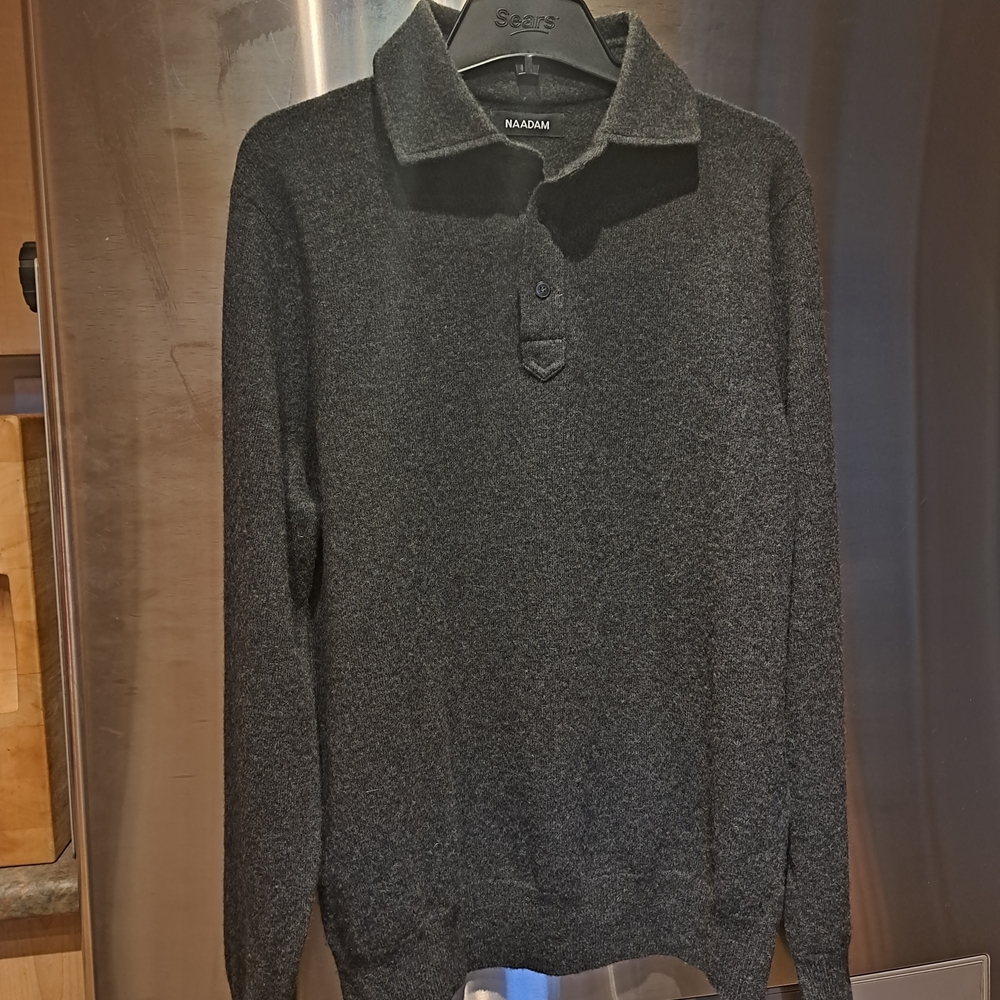 Naadam Gray Collared Sweater